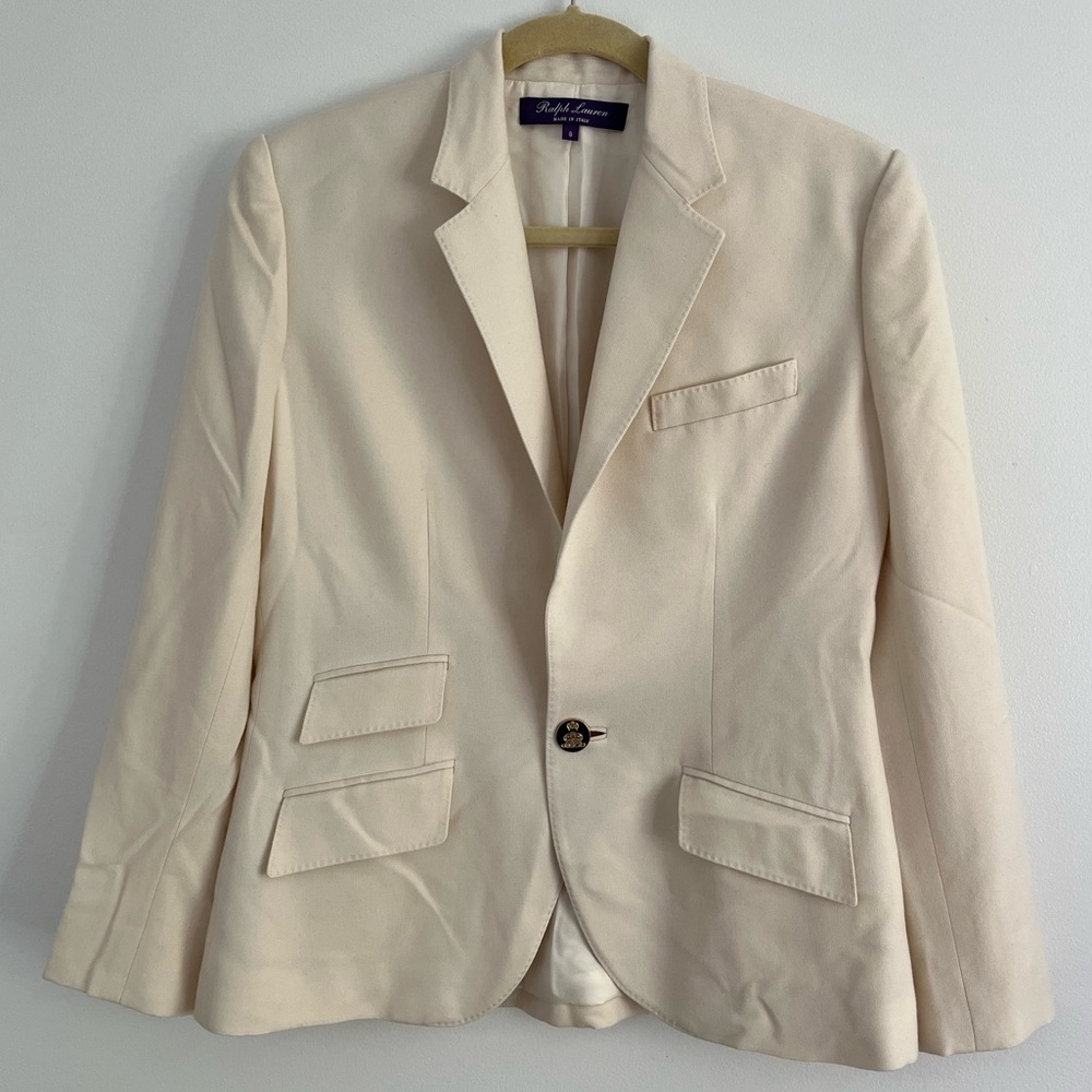 Ralph Lauren Purple Label Cashmere Cream Single-Breasted Blazer